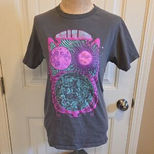 Sun Moon Zodiac Constellations "Believe In The Universe" Gray Graphic Tshirt